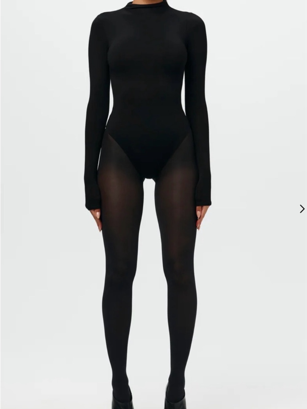 naked wardrobe Black Long Sleeve Mock Neck Bodysuit